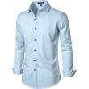 imageMens Stretch Wrinkle Free Dress Shirts Formal Prom Wedding Long Sleeve Button Down ShirtsLight Blue