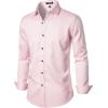 imageMens Stretch Wrinkle Free Dress Shirts Formal Prom Wedding Long Sleeve Button Down ShirtsPink