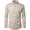 imageMens Stretch Wrinkle Free Dress Shirts Formal Prom Wedding Long Sleeve Button Down ShirtsTan