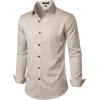 imageMens Stretch Wrinkle Free Dress Shirts Formal Prom Wedding Long Sleeve Button Down ShirtsTan