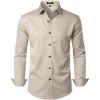 imageMens Stretch Wrinkle Free Dress Shirts Formal Prom Wedding Long Sleeve Button Down ShirtsTan