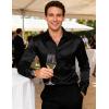 imageJEMITOP Mens Shiny Luxury Satin Slim Fit Dress Shirts SilkLike Glossy Long Sleeve Button Down Shirts for Wedding Party PromBlack