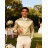 imageJEMITOP Mens Shiny Luxury Satin Slim Fit Dress Shirts SilkLike Glossy Long Sleeve Button Down Shirts for Wedding Party PromChampagne