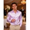imageJEMITOP Mens Shiny Luxury Satin Slim Fit Dress Shirts SilkLike Glossy Long Sleeve Button Down Shirts for Wedding Party PromLavender Purple