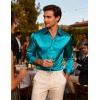imageJEMITOP Mens Shiny Luxury Satin Slim Fit Dress Shirts SilkLike Glossy Long Sleeve Button Down Shirts for Wedding Party PromTeal