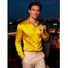 imageJEMITOP Mens Shiny Luxury Satin Slim Fit Dress Shirts SilkLike Glossy Long Sleeve Button Down Shirts for Wedding Party PromYellow