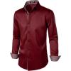 imageJEMITOP Mens Stretch MultiUse Long Sleeve Dress Shirts Party Prom Wedding Shirts with Slight SheenBurgundy