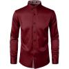 imageJEMITOP Mens Stretch MultiUse Long Sleeve Dress Shirts Party Prom Wedding Shirts with Slight SheenBurgundy