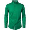 imageJEMITOP Mens Stretch MultiUse Long Sleeve Dress Shirts Party Prom Wedding Shirts with Slight SheenGreen