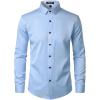 imageJEMITOP Mens Stretch MultiUse Long Sleeve Dress Shirts Party Prom Wedding Shirts with Slight SheenLight Blue