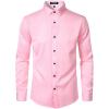 imageJEMITOP Mens Stretch MultiUse Long Sleeve Dress Shirts Party Prom Wedding Shirts with Slight SheenPink