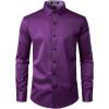 imageJEMITOP Mens Stretch MultiUse Long Sleeve Dress Shirts Party Prom Wedding Shirts with Slight SheenPurple