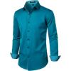 imageJEMITOP Mens Stretch MultiUse Long Sleeve Dress Shirts Party Prom Wedding Shirts with Slight SheenTeal