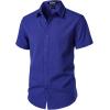 imageJEMITOP Mens Stretch Textured Short Sleeve Button Down Shirts Summer Casual Beach Wedding Vacation ShirtRoyal Blue