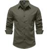 imageJEMITOP Mens Stretch Vintage Aged Style Shirts Casual Soft Long Sleeve Button Down Shirt with PocketArmy Green