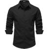 imageJEMITOP Mens Stretch Vintage Aged Style Shirts Casual Soft Long Sleeve Button Down Shirt with PocketBlack