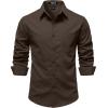 imageJEMITOP Mens Stretch Vintage Aged Style Shirts Casual Soft Long Sleeve Button Down Shirt with PocketBrown