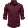 imageJEMITOP Mens Stretch Vintage Aged Style Shirts Casual Soft Long Sleeve Button Down Shirt with PocketBurgundy