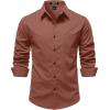 imageJEMITOP Mens Stretch Vintage Aged Style Shirts Casual Soft Long Sleeve Button Down Shirt with PocketBurnt Orange