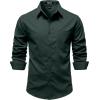 imageJEMITOP Mens Stretch Vintage Aged Style Shirts Casual Soft Long Sleeve Button Down Shirt with PocketDark Green