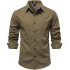 imageJEMITOP Mens Stretch Vintage Aged Style Shirts Casual Soft Long Sleeve Button Down Shirt with PocketDark Khaki