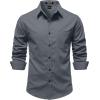 imageJEMITOP Mens Stretch Vintage Aged Style Shirts Casual Soft Long Sleeve Button Down Shirt with PocketDusty Blue