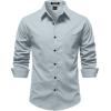 imageJEMITOP Mens Stretch Vintage Aged Style Shirts Casual Soft Long Sleeve Button Down Shirt with PocketLight Blue