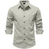 imageJEMITOP Mens Stretch Vintage Aged Style Shirts Casual Soft Long Sleeve Button Down Shirt with PocketLight Green