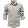 imageJEMITOP Mens Stretch Vintage Aged Style Shirts Casual Soft Long Sleeve Button Down Shirt with PocketTan