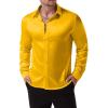 imageJEMITOP Mens Shiny Luxury Satin Slim Fit Dress Shirts SilkLike Glossy Long Sleeve Button Down Shirts for Wedding Party PromYellow