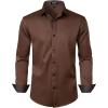 imageJEMITOP Mens Stretch MultiUse Long Sleeve Dress Shirts Party Prom Wedding Shirts with Slight SheenBrown