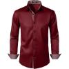 imageJEMITOP Mens Stretch MultiUse Long Sleeve Dress Shirts Party Prom Wedding Shirts with Slight SheenBurgundy