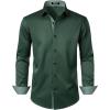 imageJEMITOP Mens Stretch MultiUse Long Sleeve Dress Shirts Party Prom Wedding Shirts with Slight SheenDark Green