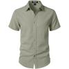 imageJEMITOP Mens Stretch Textured Short Sleeve Button Down Shirts Summer Casual Beach Wedding Vacation ShirtSage Green