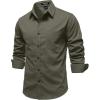 imageJEMITOP Mens Stretch Vintage Aged Style Shirts Casual Soft Long Sleeve Button Down Shirt with PocketArmy Green