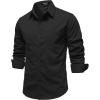 imageJEMITOP Mens Stretch Vintage Aged Style Shirts Casual Soft Long Sleeve Button Down Shirt with PocketBlack