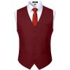 imageJEMITOP Mens Classic Slim Fit Dress Vest Formal Wedding Prom Tuxedo Suit Vest with PocketBurgundy