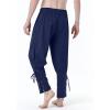 imageJEMITOP Mens Pure Cotton Vintage Ankle Banded Pants for Renaissance Pirate Viking Medieval CostumeDark Blue
