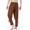 imageJEMITOP Mens Pure Cotton Vintage Ankle Banded Pants for Renaissance Pirate Viking Medieval CostumeDark Brown