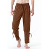 imageJEMITOP Mens Pure Cotton Vintage Ankle Banded Pants for Renaissance Pirate Viking Medieval CostumeDark Brown