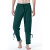 imageJEMITOP Mens Pure Cotton Vintage Ankle Banded Pants for Renaissance Pirate Viking Medieval CostumeDark Green