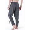 imageJEMITOP Mens Pure Cotton Vintage Ankle Banded Pants for Renaissance Pirate Viking Medieval CostumeGrey