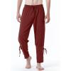imageJEMITOP Mens Pure Cotton Vintage Ankle Banded Pants for Renaissance Pirate Viking Medieval CostumeRust Red