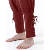 imageJEMITOP Mens Pure Cotton Vintage Ankle Banded Pants for Renaissance Pirate Viking Medieval CostumeRust Red