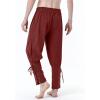 imageJEMITOP Mens Pure Cotton Vintage Ankle Banded Pants for Renaissance Pirate Viking Medieval CostumeRust Red