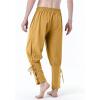imageJEMITOP Mens Pure Cotton Vintage Ankle Banded Pants for Renaissance Pirate Viking Medieval CostumeYellow