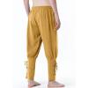 imageJEMITOP Mens Pure Cotton Vintage Ankle Banded Pants for Renaissance Pirate Viking Medieval CostumeYellow