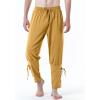 imageJEMITOP Mens Pure Cotton Vintage Ankle Banded Pants for Renaissance Pirate Viking Medieval CostumeYellow