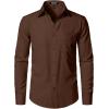 imageJEMITOP Mens Stretch Regular Fit Long Sleeve Dress Shirts Lightweight Business Casual Button Down Shirts with PocketBrown