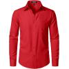 imageJEMITOP Mens Stretch Regular Fit Long Sleeve Dress Shirts Lightweight Business Casual Button Down Shirts with PocketRed